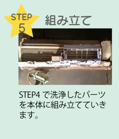 STEP5 組み立て STEP4で洗浄したパーツを本体に組み立てていきます。